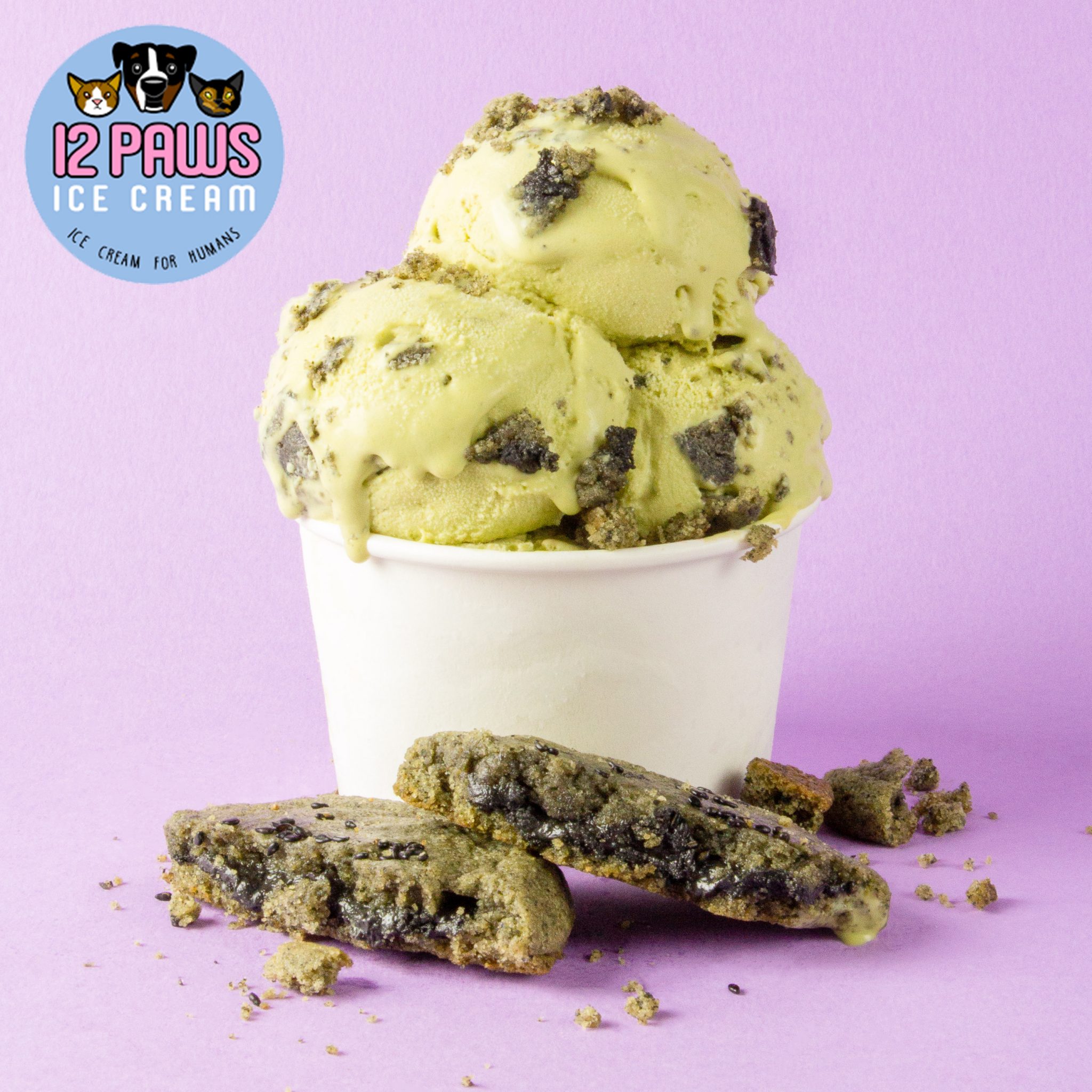 Matcha Black Sesame Ice Cream by 12 Paws Salamat Dough